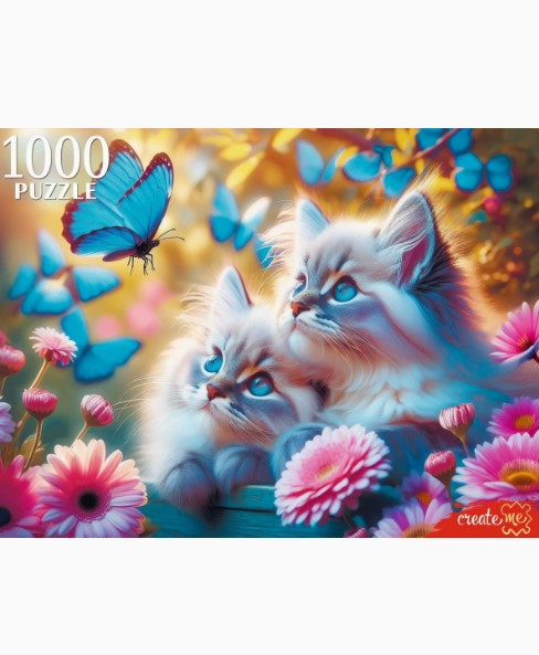 ПАЗЛЫ 1000 элементов. КОТЯТА И БАБОЧКИ, ХП1000-8280