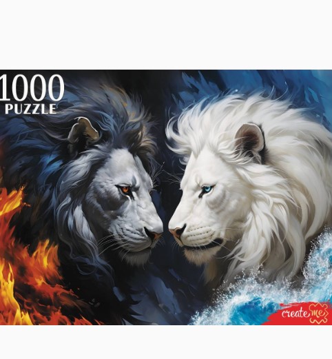 ПАЗЛЫ 1000 элементов. ЧЕРНЫЙ И БЕЛЫЙ ЛЕВ, П1000-3062