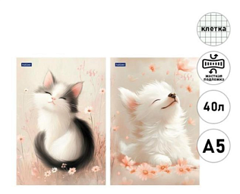 Блокнот А5 40л " Hatber " Flossy, клетка, склейка, жесткая подложка,611791/40Б5лA1к  