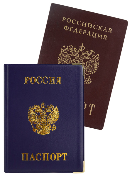 Обложка на паспорт 'Россия', синяя, с металлическими уголками, ОП-0674
