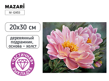 Алмазная мозаика ЦВЕТЫ, 20x30 см, деревянный подрамник, частичная выкладка, термоусадочная пленка